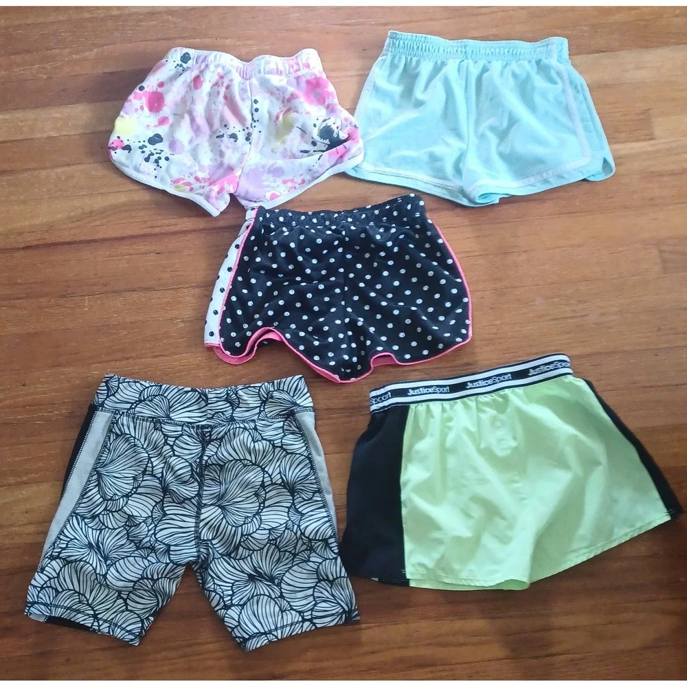 Justice Athletic Works Shorts Girls Size 7/8 Bundle 5pc Multicolor Activewear